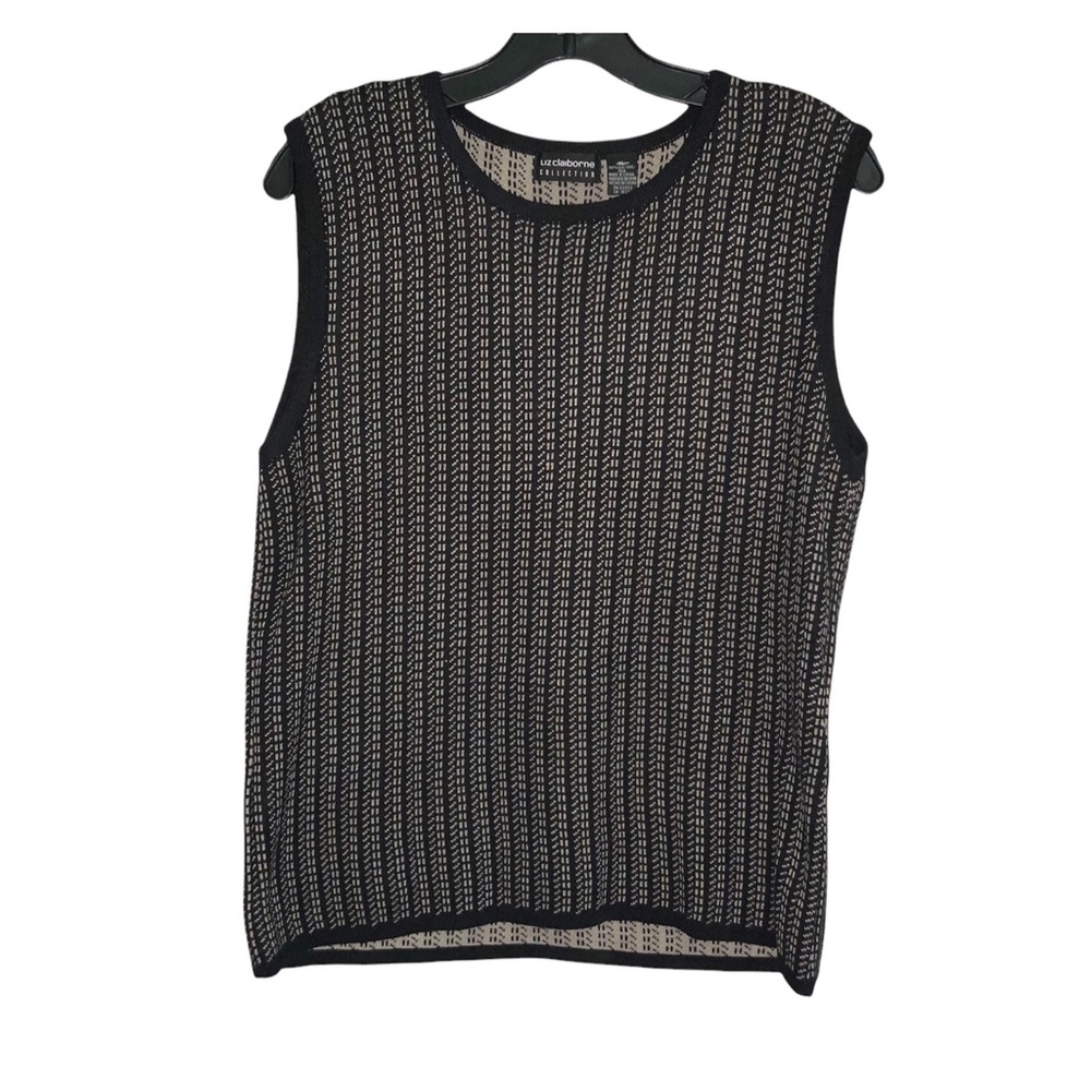 Liz Claiborne Sleeveless Sweater Vest Silk Sz XL Black